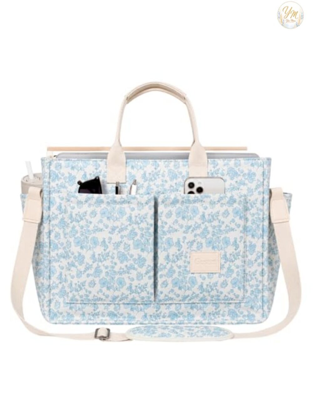 Canvas Multi-Pocket Tote Bag Convertible Laptop Work Crossbody Travel Bag